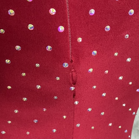 Jovani Red Maxi Dress with Black Lace Sleeves - Picture 5 of 8